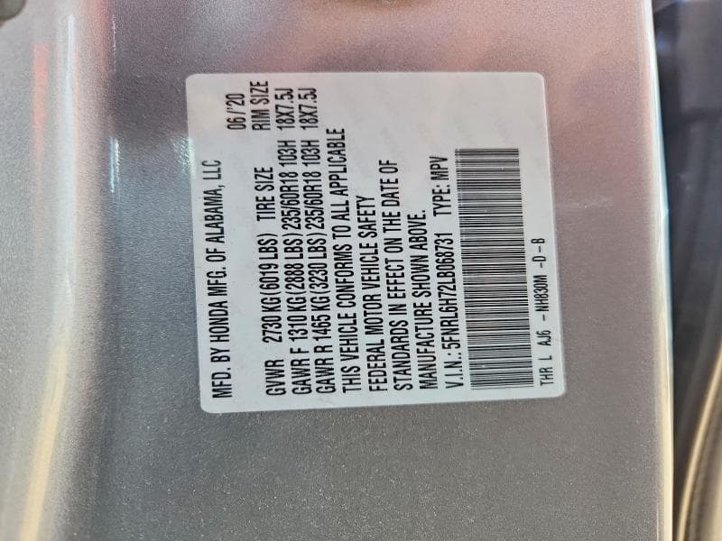 2020 HONDA ODYSSEY EXL 13