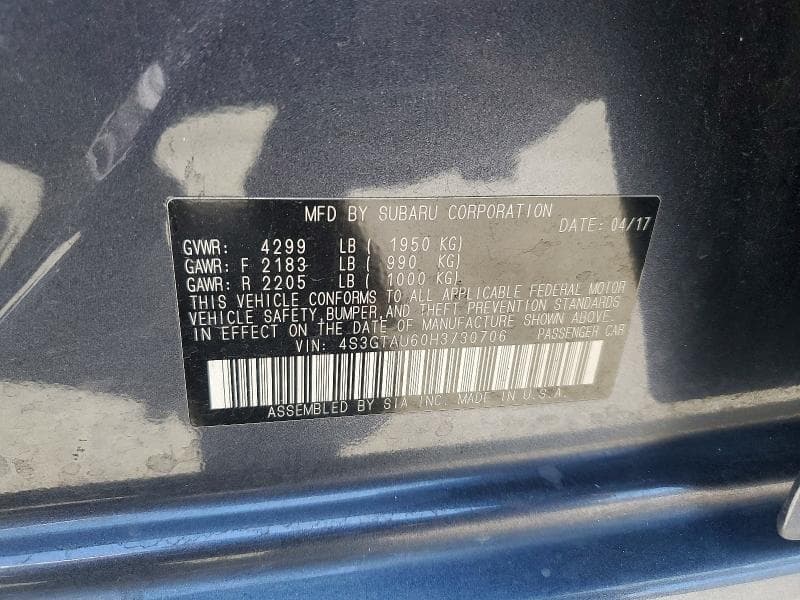 2017 SUBARU IMPREZA LIMITED 12