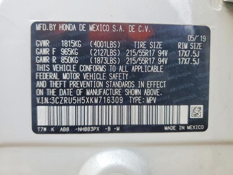 2019 HONDA HR-V EX 14