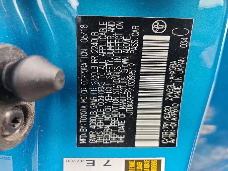 2018 TOYOTA PRIUS PRIME PREMIUM 14