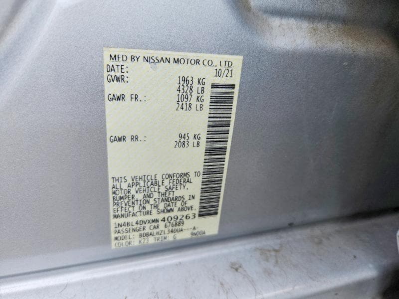 2021 NISSAN ALTIMA SV 12