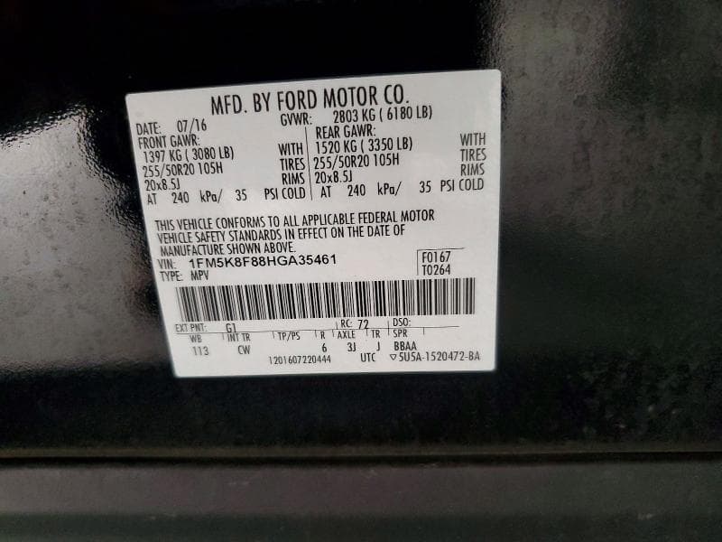 2017 FORD EXPLORER LIMITED 12