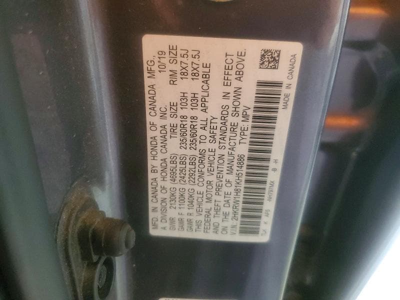 2019 HONDA CR-V EXL 13