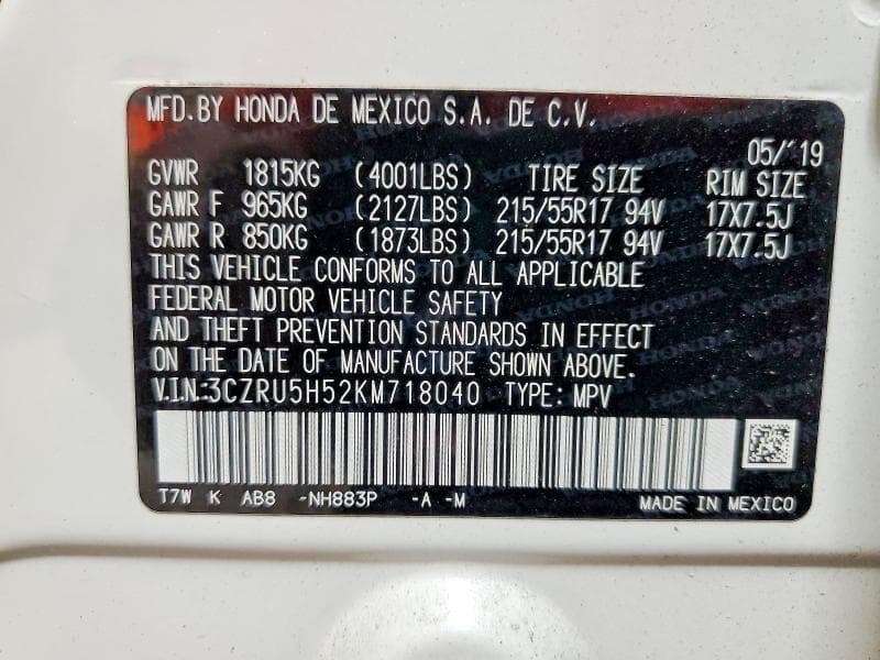 2019 HONDA HR-V EX 13
