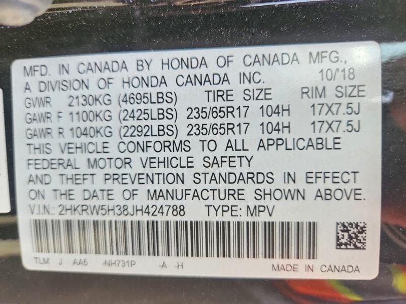 2018 HONDA CR-V LX 14