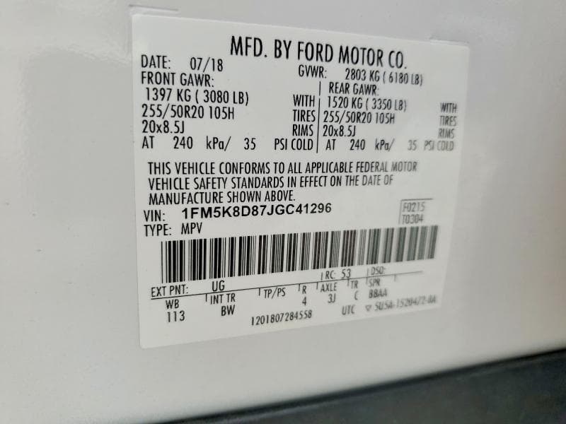 2018 FORD EXPLORER XLT 13
