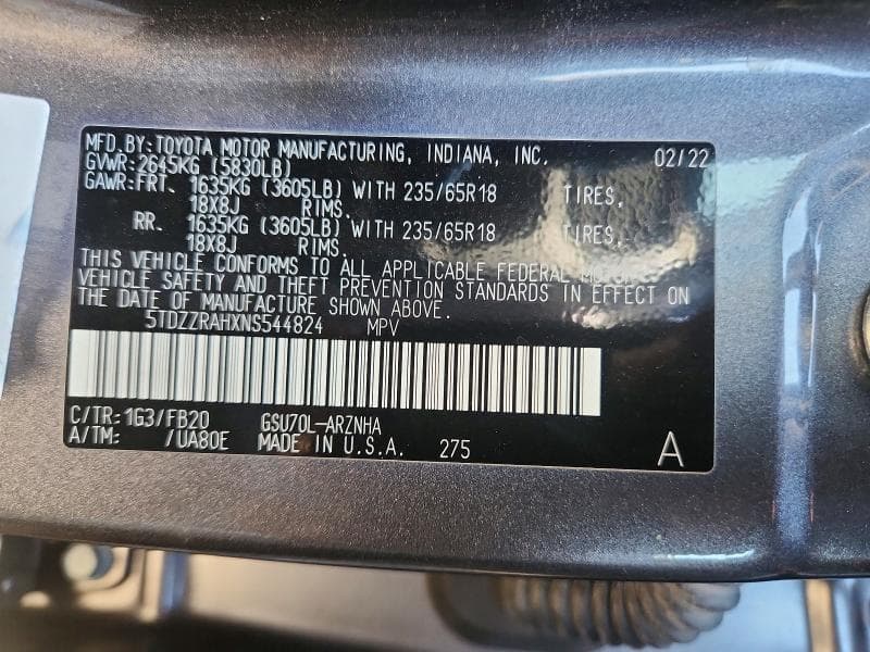 2022 TOYOTA HIGHLANDER LE 13