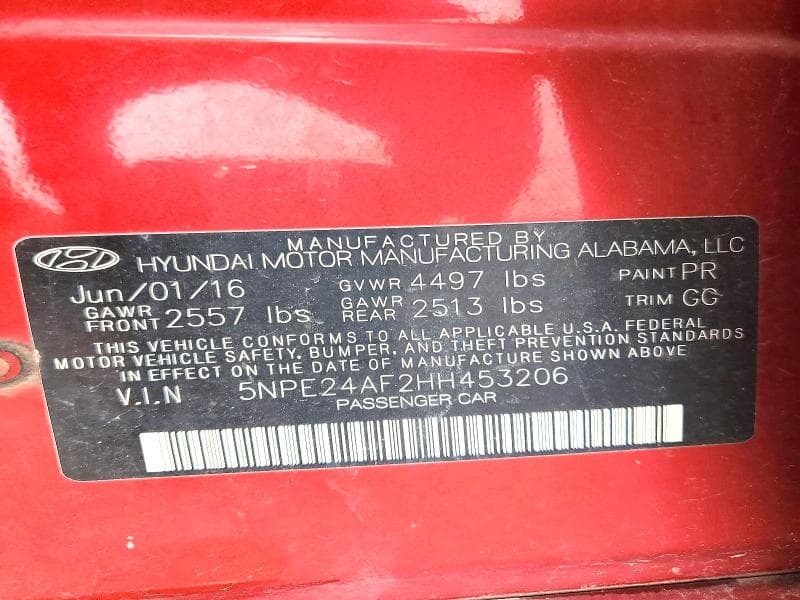 2017 HYUNDAI SONATA SE 12