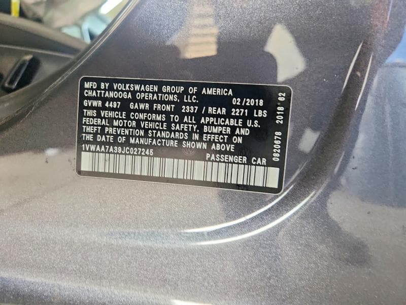 2018 VOLKSWAGEN PASSAT S 13