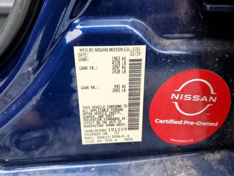 2019 NISSAN ALTIMA SR 12