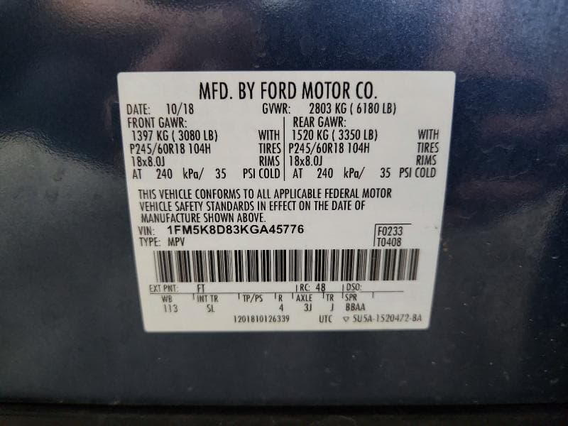 2019 FORD EXPLORER XLT 13
