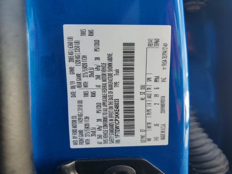 2019 FORD F150 SUPERCREW 12