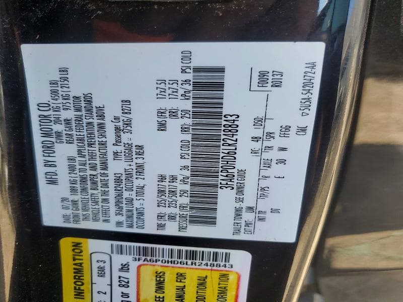 2020 FORD FUSION SE 12