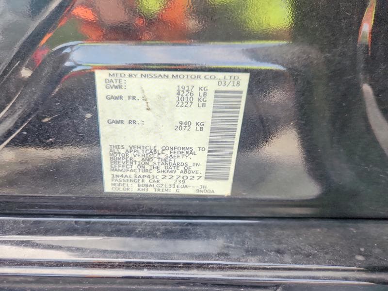 2018 NISSAN ALTIMA 2.5 S 12