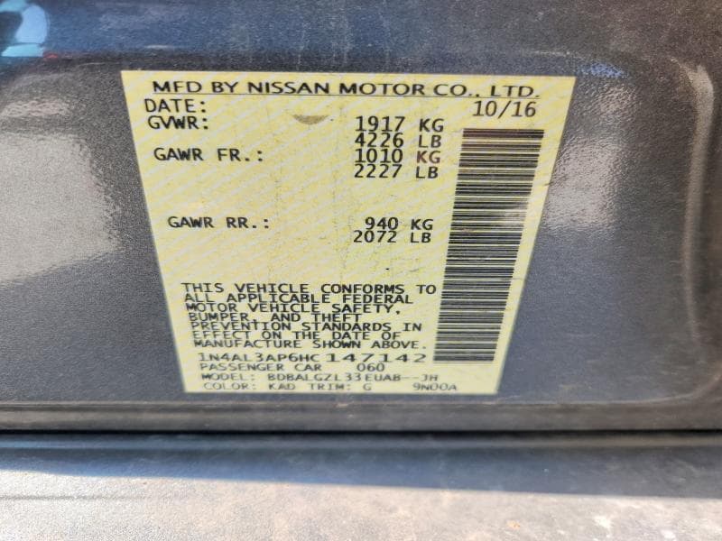 2017 NISSAN ALTIMA 2.5 S 12