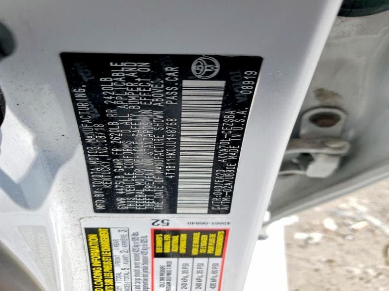 2018 TOYOTA CAMRY SE 12