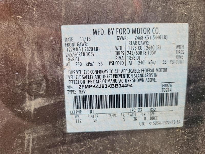 2019 FORD EDGE SEL 12