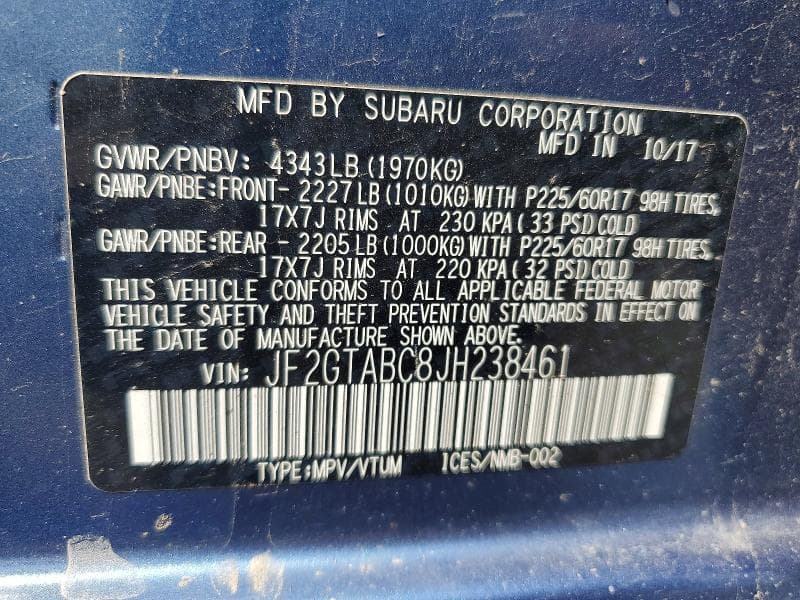 2018 SUBARU CROSSTREK PREMIUM 12