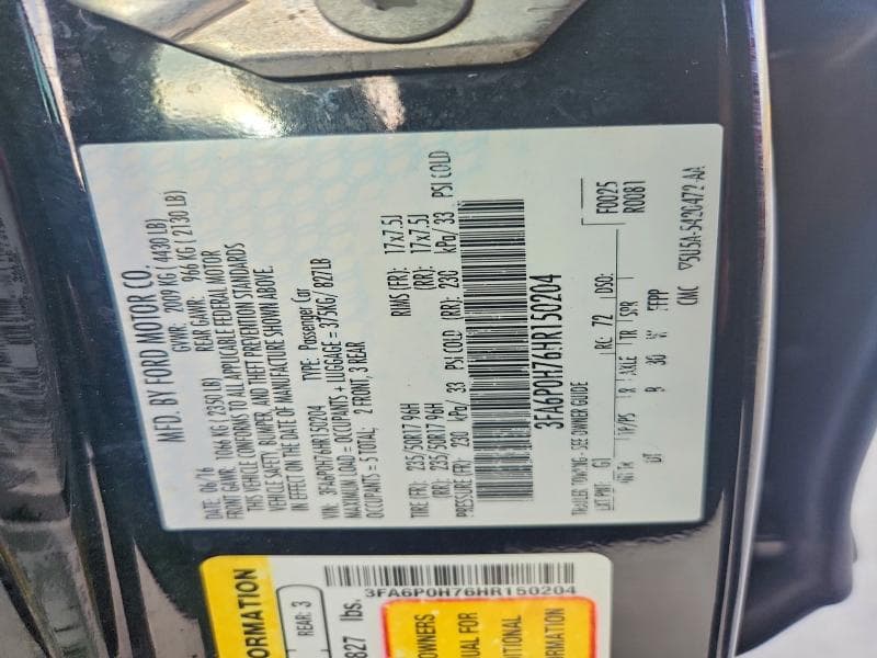 2017 FORD FUSION SE 12