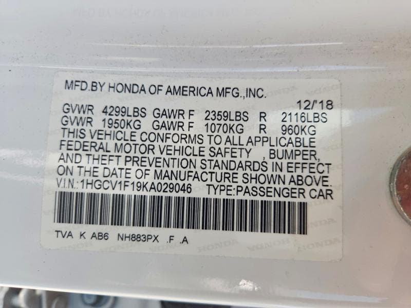 2019 HONDA ACCORD LX 12
