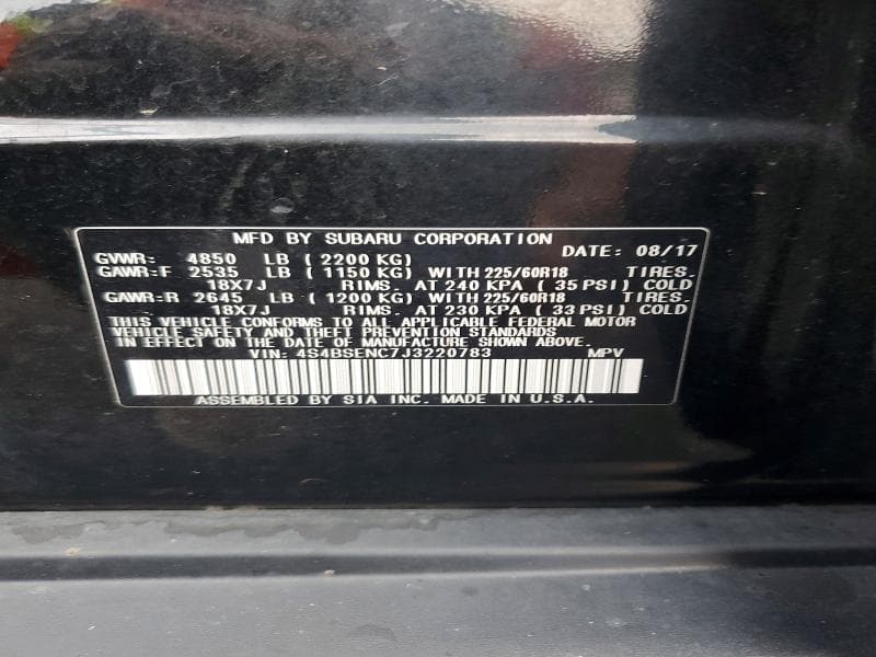2018 SUBARU OUTBACK 3.6R LIMITED 12