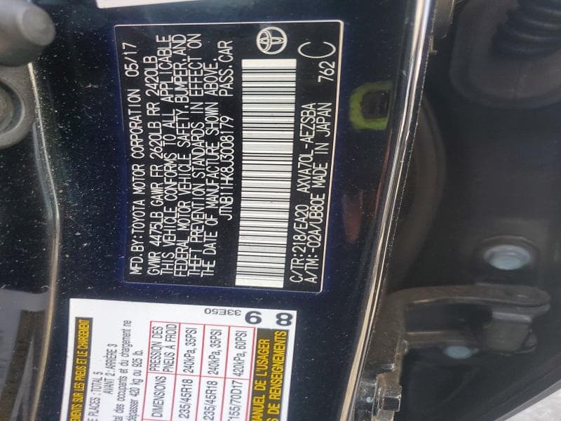 2018 TOYOTA CAMRY SE 12