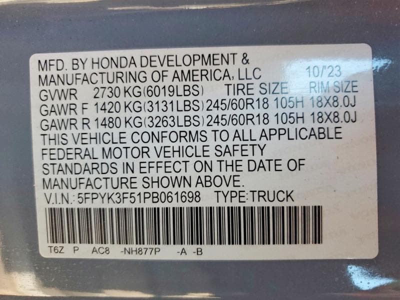 2023 HONDA RIDGELINE RTL 13