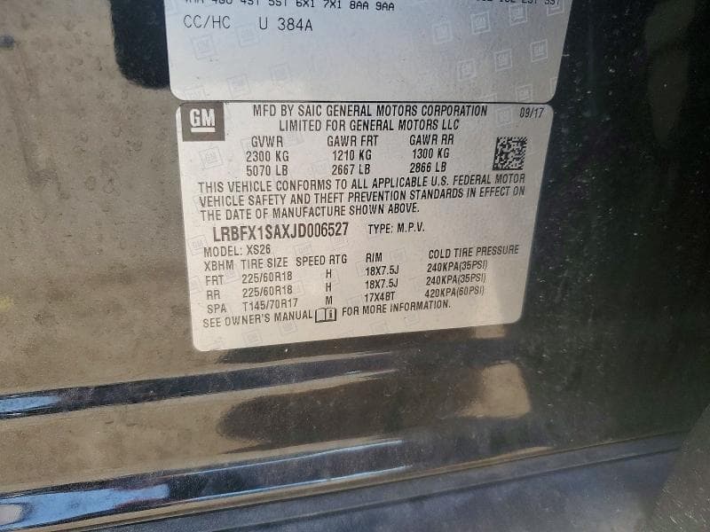 2018 BUICK ENVISION ESSENCE 12