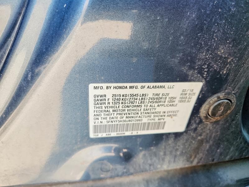 2018 HONDA PILOT EX 12