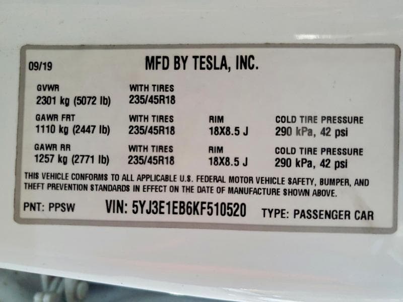 2019 TESLA MODEL 3 13