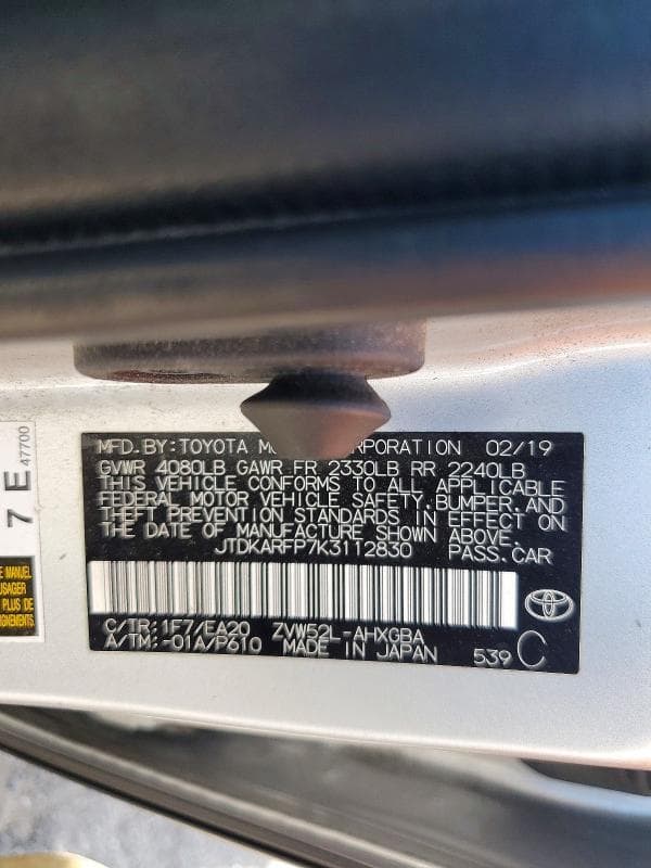 2019 TOYOTA PRIUS PRIME PREMIUM 12