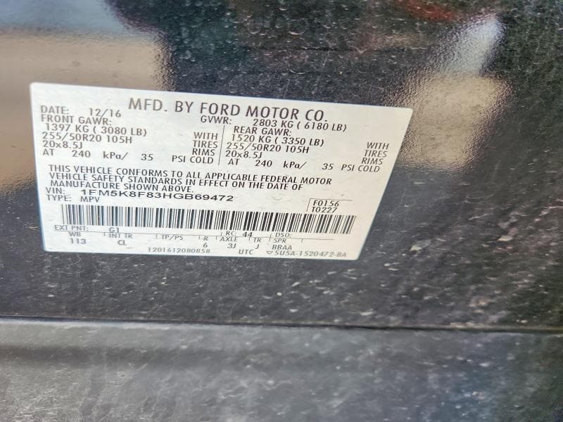 2017 FORD EXPLORER LIMITED 13
