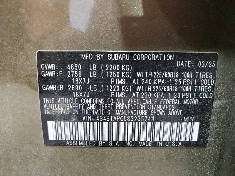 2025 SUBARU OUTBACK TOURING 12