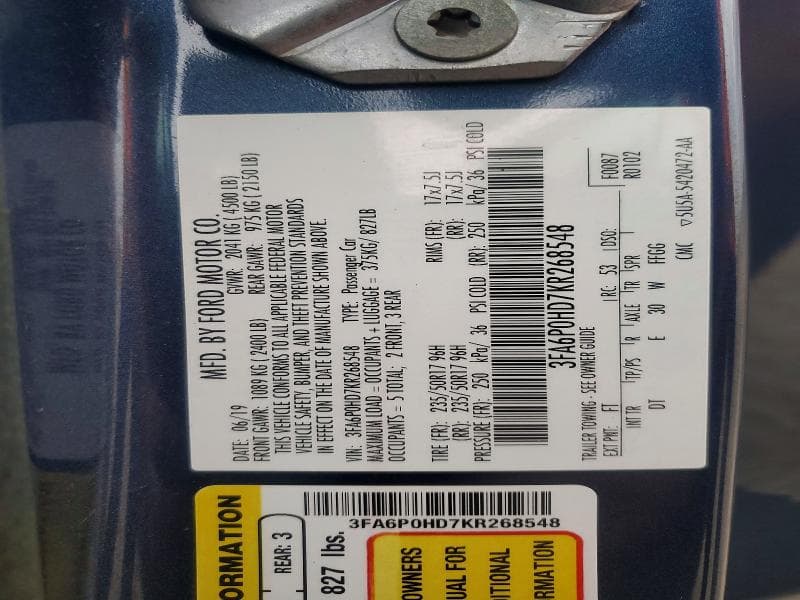 2019 FORD FUSION SE 12