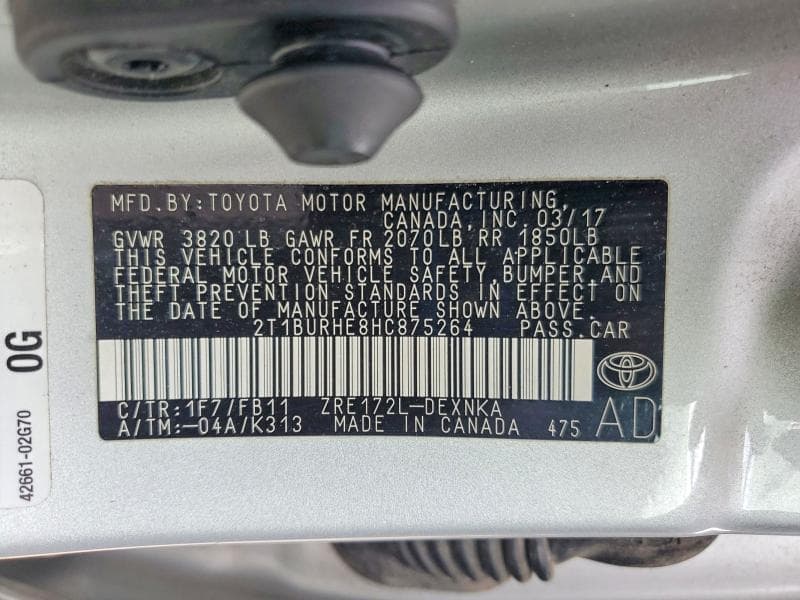 2017 TOYOTA COROLLA LE 13