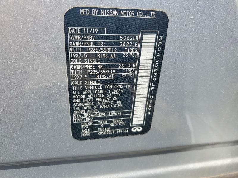 2020 INFINITI QX5 13