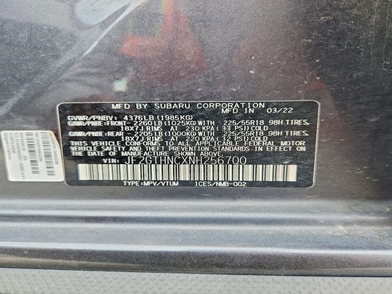 2022 SUBARU CROSSTREK LIMITED 13