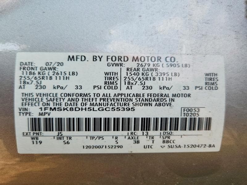 2020 FORD EXPLORER XLT 13