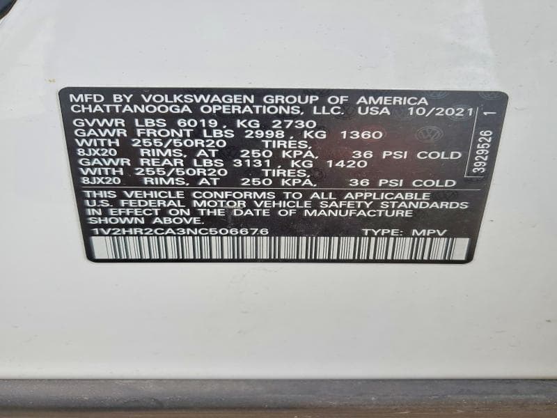 2022 VOLKSWAGEN ATLAS SE 13