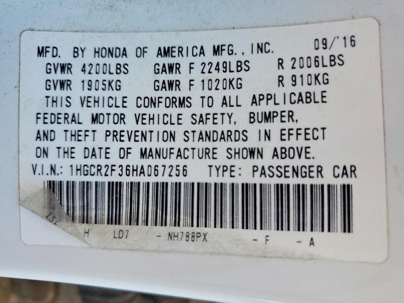 2017 HONDA ACCORD LX 12
