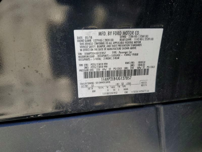 2018 FORD TAURUS SEL 12