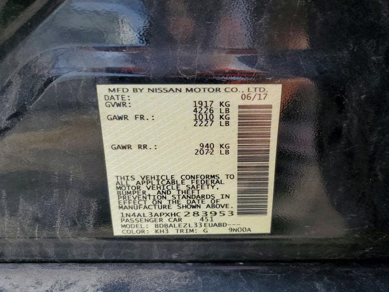 2017 NISSAN ALTIMA 2.5 S 12