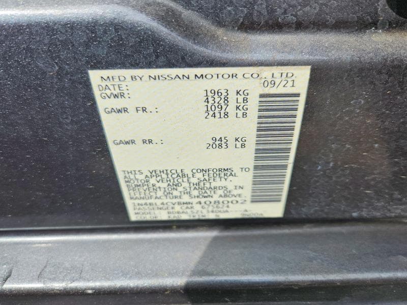 2021 NISSAN ALTIMA SR 12