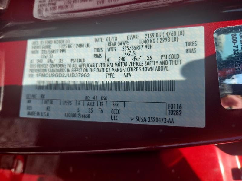 2018 FORD ESCAPE SE 14