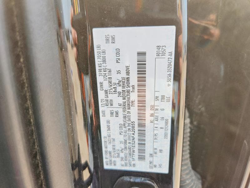 2022 FORD F150 SUPERCREW 12