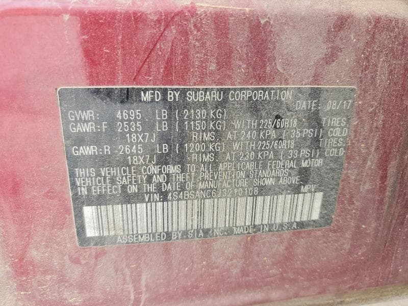 2018 SUBARU OUTBACK 2.5I LIMITED 13