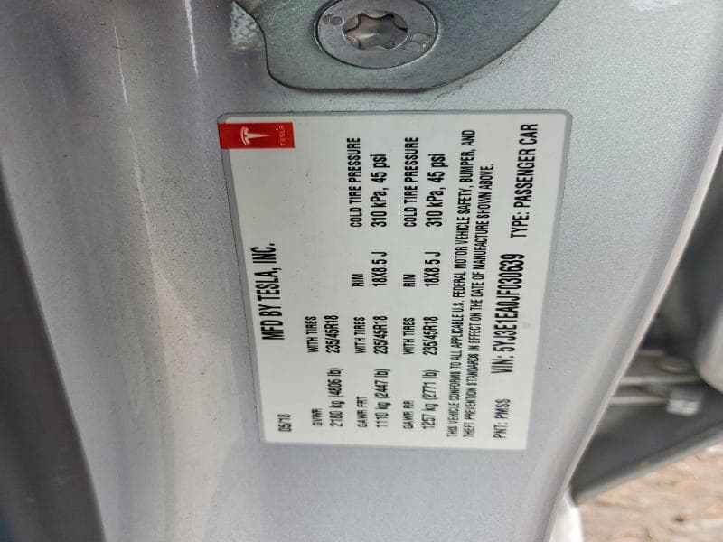 2018 TESLA MODEL 3 12