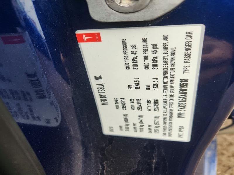 2018 TESLA MODEL 3 12
