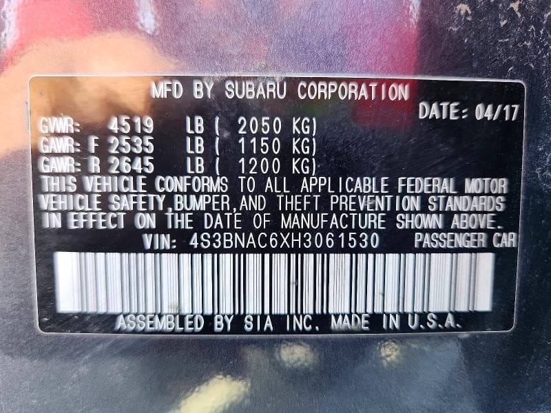 2017 SUBARU LEGACY 13
