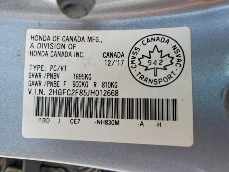 2018 HONDA CIVIC EX 12